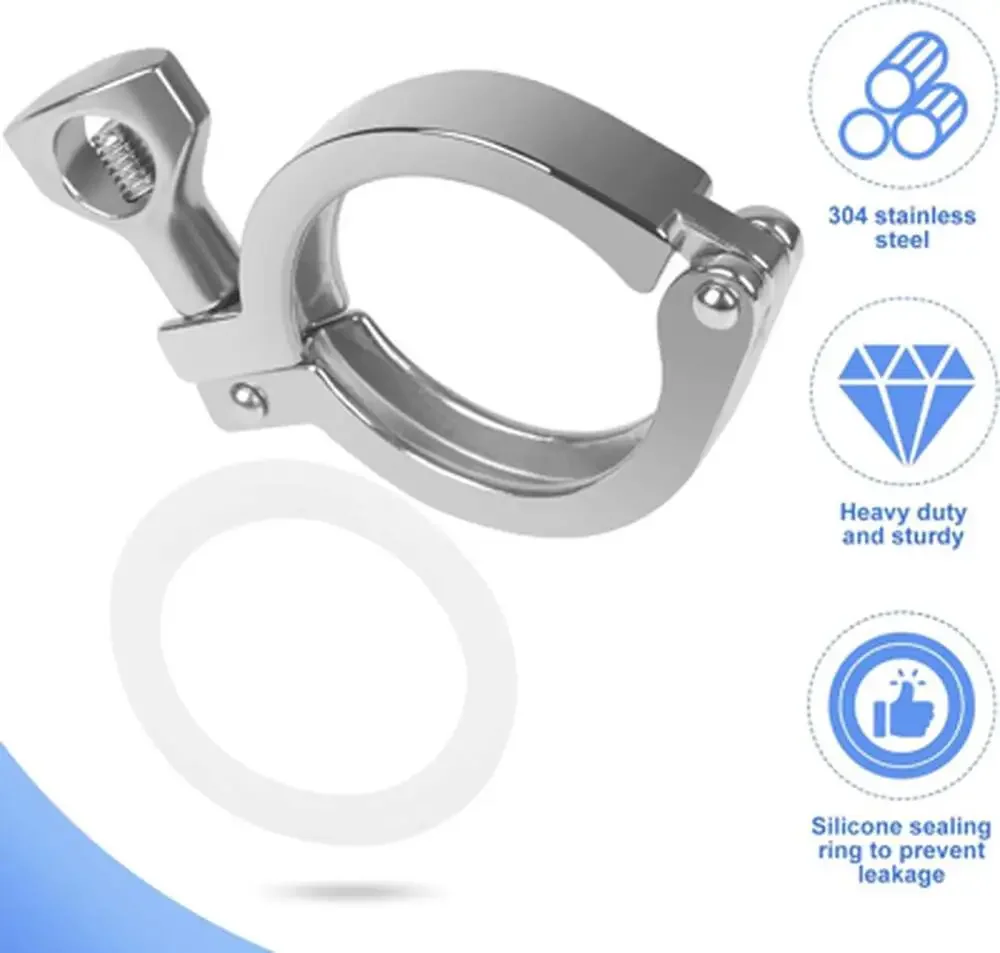 Tri Clamp 5 Pcs Stainless Steel 304 Single Pin Heavy Duty with Wing Nut 1.5 Inch